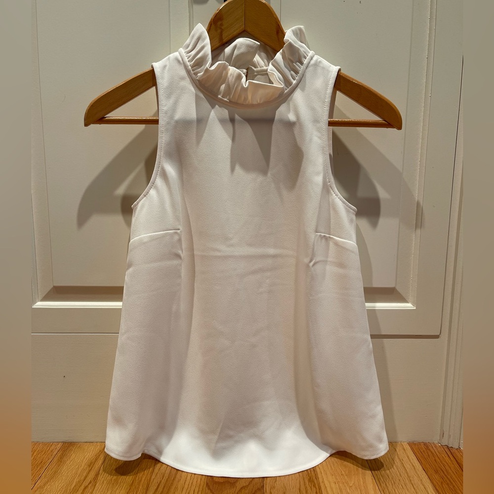 J Crew Sleeveless Ruffle Neck Top